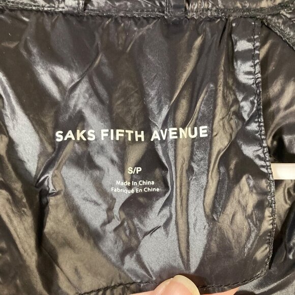 Womens Saks Fifth Avenue Down Puffer Hooded Jacket Gray S Nylon Down - Picture 6 of 9